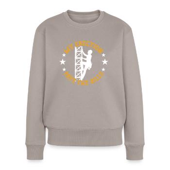 Tower climber - Frauen Premium Bio Pullover - Taupe - Vorne - Julia (174cm)