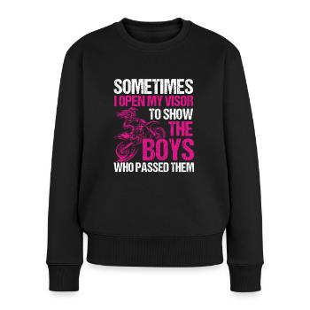 Dirt Bike Girl - Frauen Premium Bio Pullover - Schwarz - Vorne - Julia (174cm)