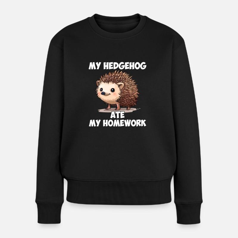 Hedgehugs Cute Hedgehog - Frauen Premium Bio Pullover - Schwarz