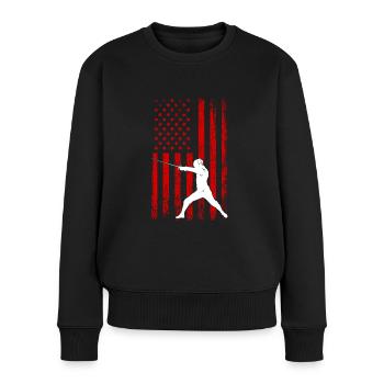 Fencing american flag Combat Fighting, Fencer - Frauen Premium Bio Pullover - Schwarz - Vorne - Julia (174cm)