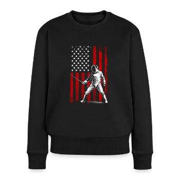 Fencing american flag Combat Fighting, Fencer - Frauen Premium Bio Pullover - Schwarz - Vorne - Julia (174cm)