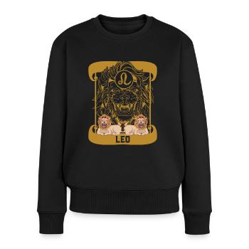 Signe du zodiaque Lion, Signe du zodiaque Lion, Symbole Lion - Pull Premium bio Femme - noir - Devant - Julia (174cm)