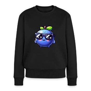 blueberry whisperer, blueberry - Frauen Premium Bio Pullover - Schwarz - Vorne - Julia (174cm)