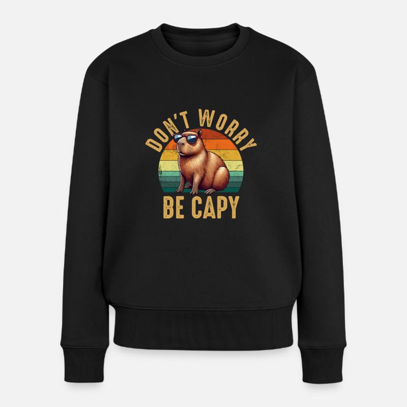 don't worry be capy, capybara - Frauen Premium Bio Pullover - Schwarz