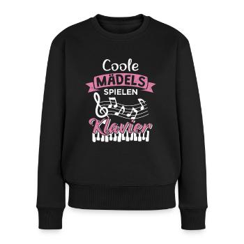 Coole Mädels spielen Klavier - Frauen Premium Bio Pullover - Schwarz - Vorne - Julia (174cm)