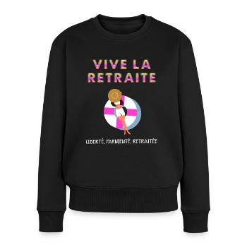 Vive la retraite Idée Cadeau Femme Maman Mamie - Pull Premium bio Femme - noir - Devant - Julia (174cm)