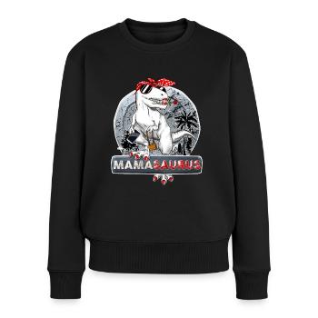 Mamasaurus Maman Dinosaure Stylé Humour Mère - Pull Premium bio Femme - noir - Devant - Julia (174cm)