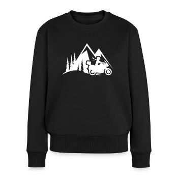 Motorradfahrerin Tourer Berge Reiseenduro Frau - Frauen Premium Bio Pullover - Schwarz - Vorne - Julia (174cm)