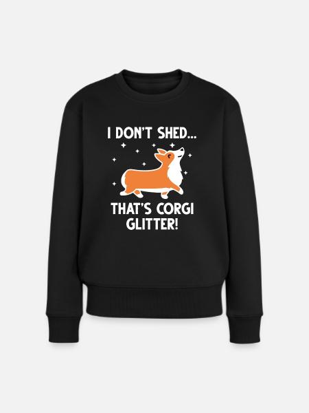 Corgi Glitter - Frauen Premium Bio Pullover - Schwarz