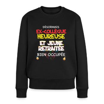 Collègue cadeau départ retraite Femme - Pull Premium bio Femme - noir - Devant - Julia (174cm)