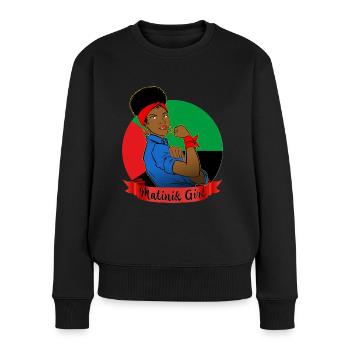 Martinikanerin Flagge Martinique - Frauen Premium Bio Pullover - Schwarz - Vorne - Julia (174cm)