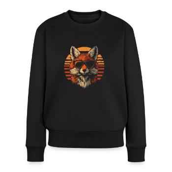 Fuchs mit Sonnenbrille vintage - Frauen Premium Bio Pullover - Schwarz - Vorne - Julia (174cm)