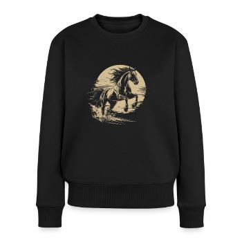 Silhouette De Cheval Au Galop Vintage - Pull Premium bio Femme - noir - Devant - Julia (174cm)