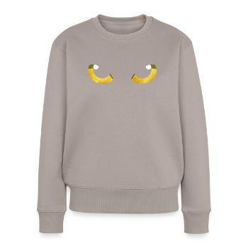Cat Eyes Yellow - Women's Premium Organic Jumper - taupe - Front - Julia (174cm)
