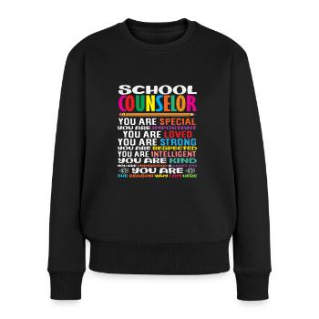 Schulberater Du Bist Besonders Geliebt - Frauen Premium Bio Pullover - Schwarz - Vorne - Julia (174cm)