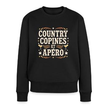 Country Copines Et Apéro Femme Humour - Pull Premium bio Femme - noir - Devant - Julia (174cm)
