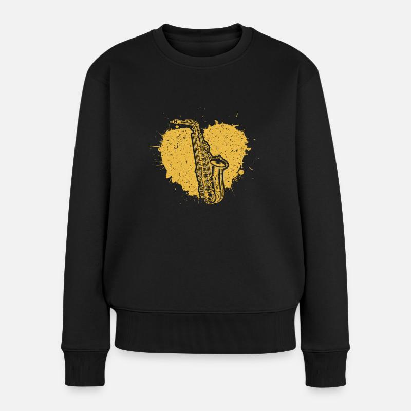 Saxophon Saxophonspieler Saxophonist - Frauen Premium Bio Pullover - Schwarz