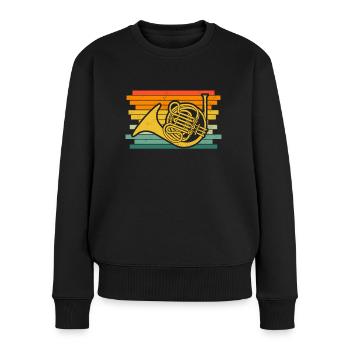 Waldhorn Waldhornspieler Waldhornist - Frauen Premium Bio Pullover - Schwarz - Vorne - Julia (174cm)