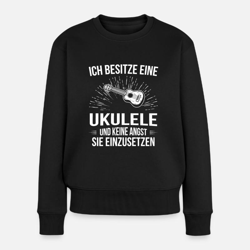 Ukulele Ukulele-Spieler Ukulelist - Frauen Premium Bio Pullover - Schwarz
