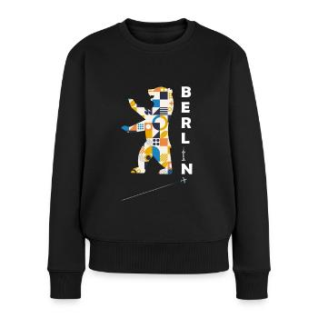 Berliner Bär Hauptstadt Deutschland - Frauen Premium Bio Pullover - Schwarz - Vorne - Julia (174cm)