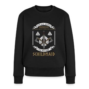 Ich bin keine Prinzessin sondern eine Schildmaid - Frauen Premium Bio Pullover - Schwarz - Vorne - Julia (174cm)