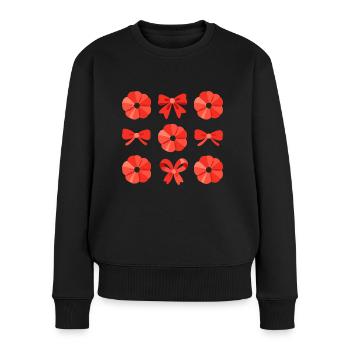 Mohnblume Schleife für Damen - Frauen Premium Bio Pullover - Schwarz - Vorne - Julia (174cm)