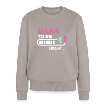 zukünftige Mutter. Warten Sie auf Geburtsgeschenk - Frauen Premium Bio Pullover - Taupe - Vorne - Julia (174cm)