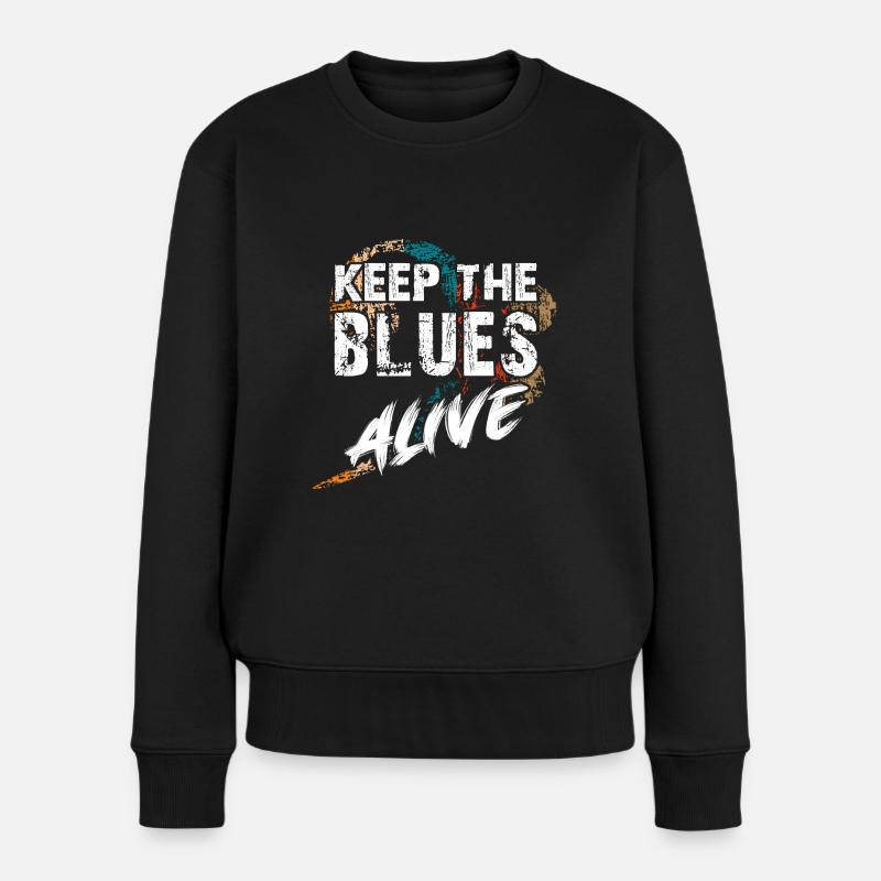 Le blues est vivant Gardez le blues vivant - Pull Premium bio Femme - noir