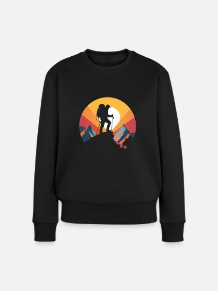 Bergwanderer - Frauen Premium Bio Pullover - Schwarz