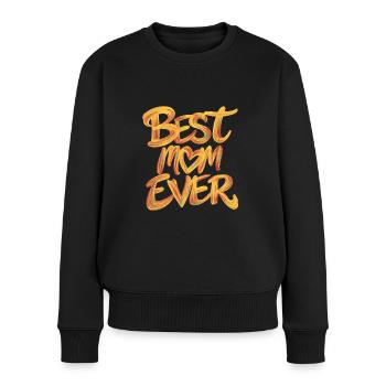 Best Mom Ever - Herzliches Graffiti in Gelb - Frauen Premium Bio Pullover - Schwarz - Vorne - Julia (174cm)