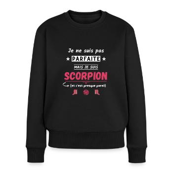 Je ne suis pas parfaite mais je suis Scorpion - Pull Premium bio Femme - noir - Devant - Julia (174cm)