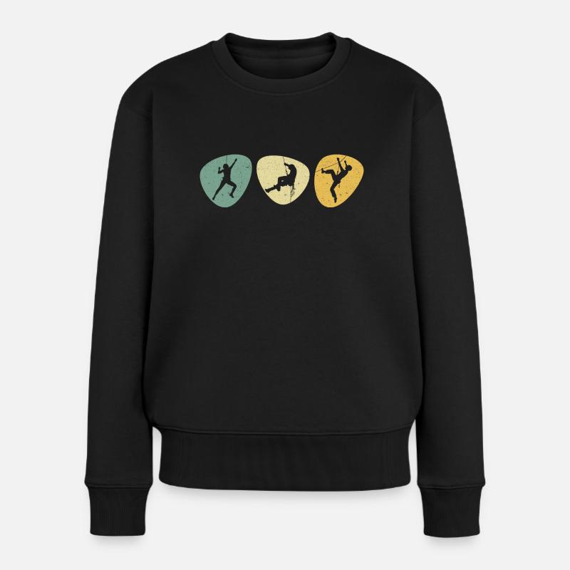 Klettern Kletterer Kletterhalle Boulder Bouldern - Frauen Premium Bio Pullover - Schwarz