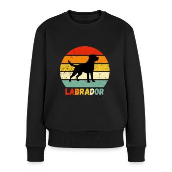 Labrador Retriever Labbi Hund Retro Geschenk Wau - Frauen Premium Bio Pullover - Schwarz - Vorne - Julia (174cm)