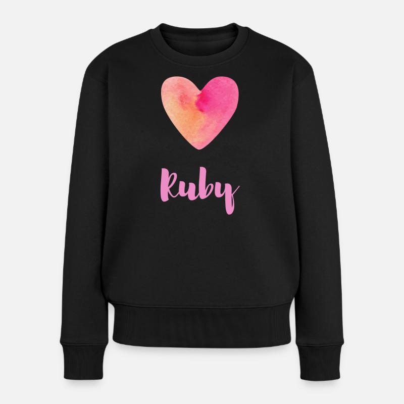 Name Ruby schöner Mädchenname für Tochter Vorname - Frauen Premium Bio Pullover - Schwarz