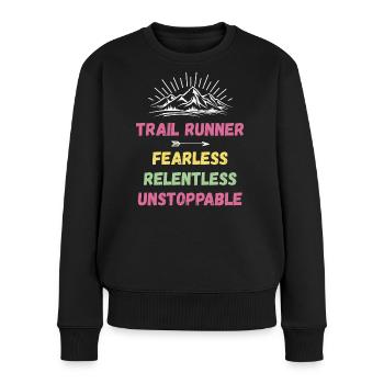 Coureur de trail - Intrépide. Implacable. Imparable. - Pull Premium bio Femme - noir - Devant - Julia (174cm)