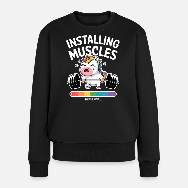 Muscle Unicorn installieren - Frauen Premium Bio Pullover - Schwarz