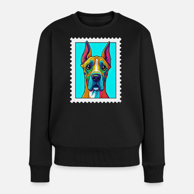 Farbenfroher Hund in Pop-Art Stil - Frauen Premium Bio Pullover - Schwarz