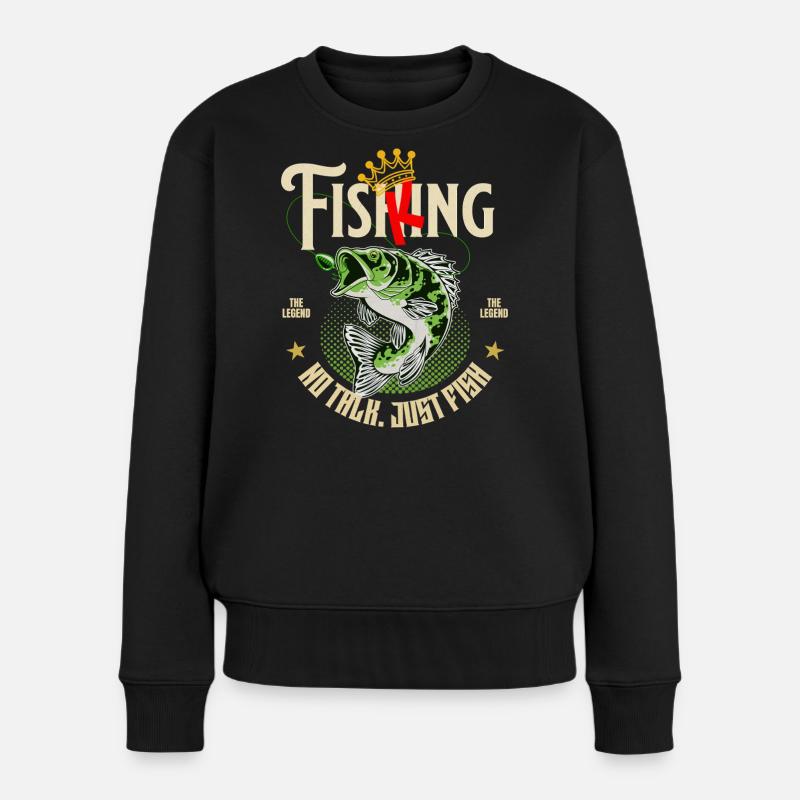 Fish King Angler Design - Frauen Premium Bio Pullover - Schwarz