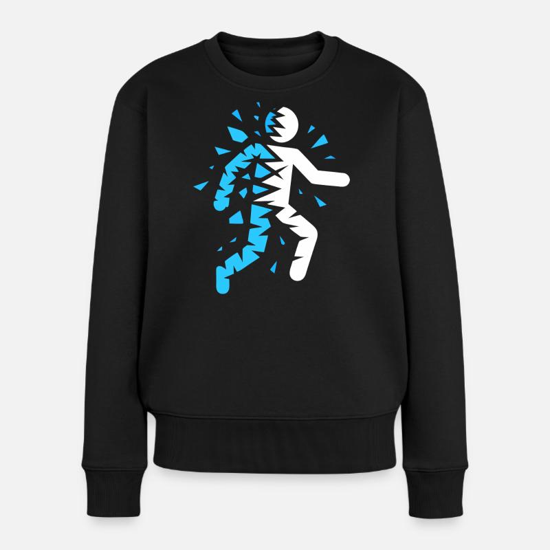 Blaue explodierte Silhouette - Frauen Premium Bio Pullover - Schwarz