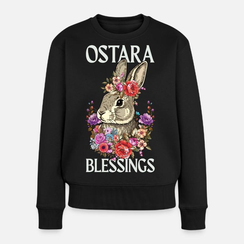 Bénédictions d’Ostara Joyeuse Lapin de Pâques - Pull Premium bio Femme - noir