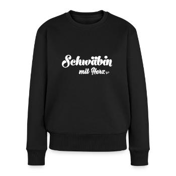 Schwäbin mit Herz Spätzle Schwäbisch Schwaben - Frauen Premium Bio Pullover - Schwarz - Vorne - Julia (174cm)