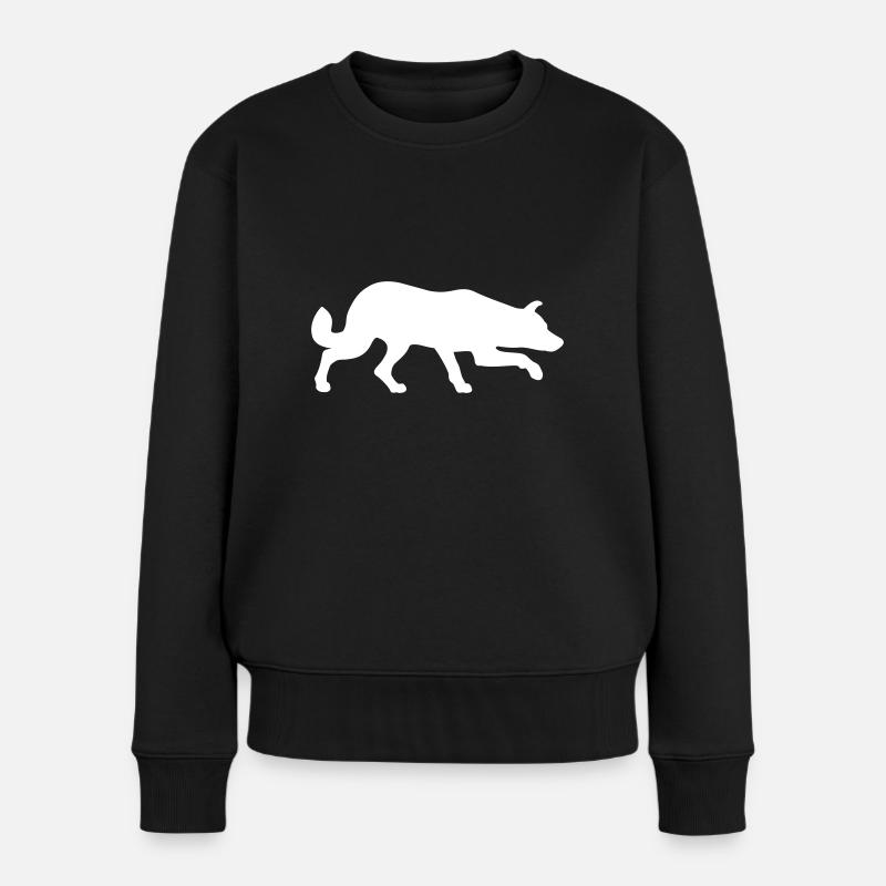 Troupeau, chien, silhouette - Pull Premium bio Femme - noir