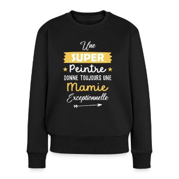 Mamie peintre cadeau drôle peinture mamy - Pull Premium bio Femme - noir - Devant - Julia (174cm)