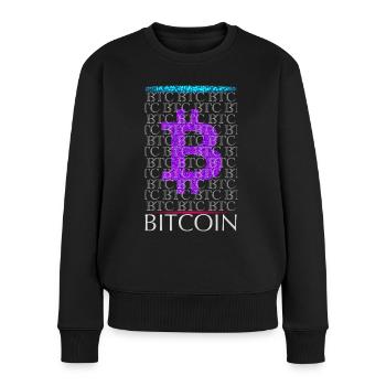 BTC Bitcoin Cryptomonnaie cryptomonnaie symbole - Pull Premium bio Femme - noir - Devant - Julia (174cm)