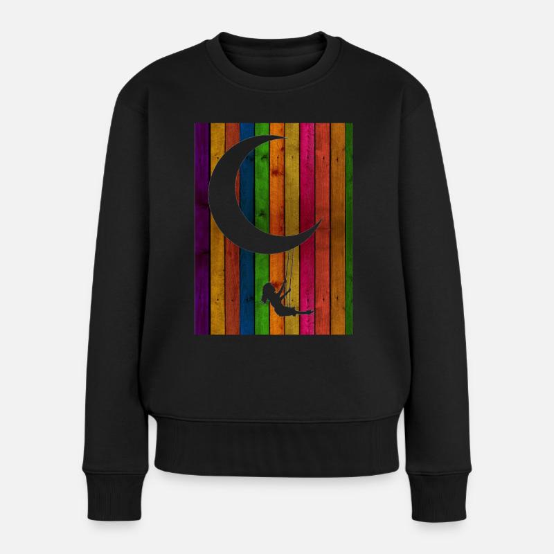 Mondschaukel - Frauen Premium Bio Pullover - Schwarz