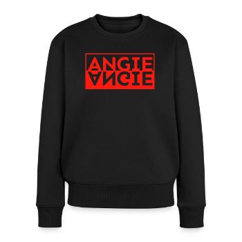 Text Spiegel Nachname Vorname Angie - Frauen Premium Bio Pullover - Schwarz - Vorne - Julia (174cm)