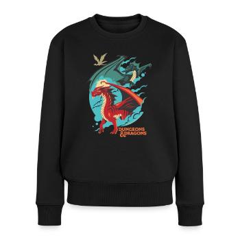 Dungeons And Dragons Roter Und Grüner Drache - Frauen Premium Bio Pullover - Schwarz - Vorne - Julia (174cm)