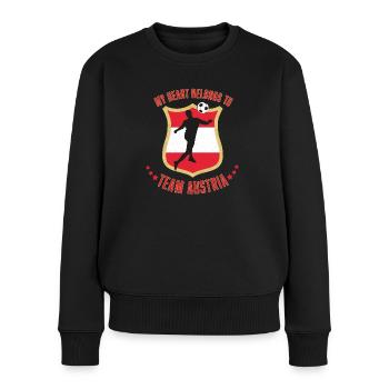 Fußball-Team Österreich - Frauen Premium Bio Pullover - Schwarz - Vorne - Julia (174cm)