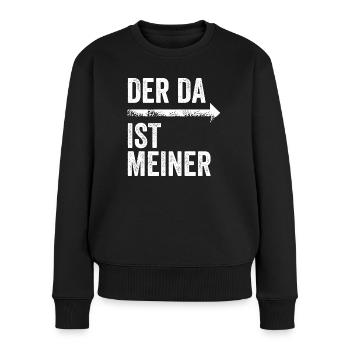DER DA IST MEINER | Partnerlook | Pfeil (rechts) - Frauen Premium Bio Pullover - Schwarz - Vorne - Julia (174cm)