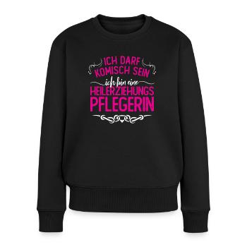 Hep | Heilerziehungspflegerin | Soziale Berufe - Frauen Premium Bio Pullover - Schwarz - Vorne - Julia (174cm)
